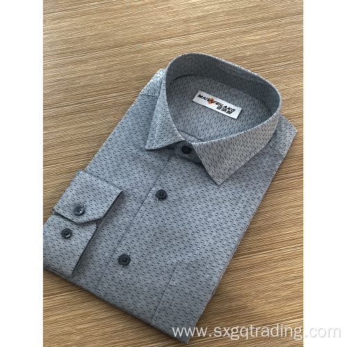 Male formal stand-up collar long sleeve jacquard shirt